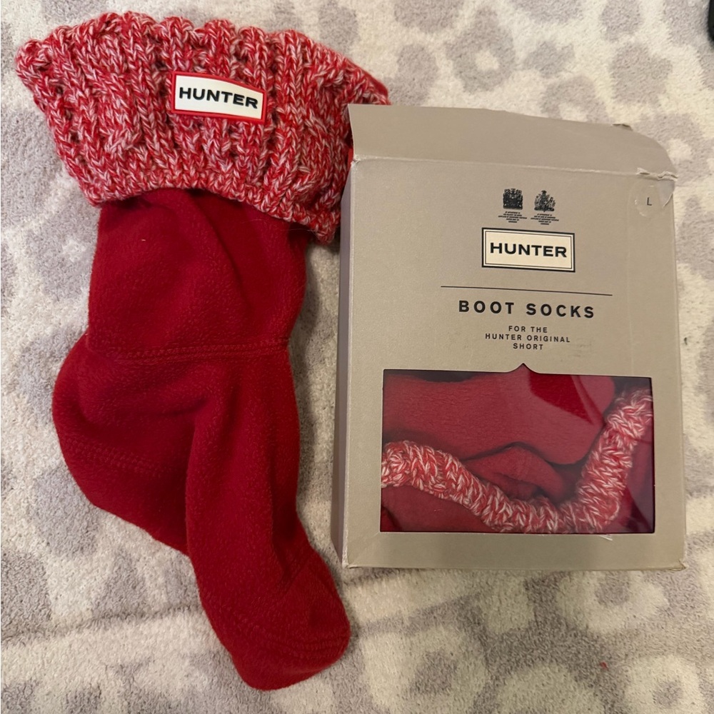 Hunter Red and White Boot Socks